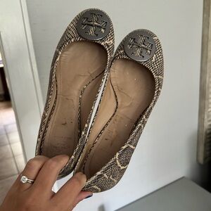 Tory Burch Snakeskin Flats Size 10